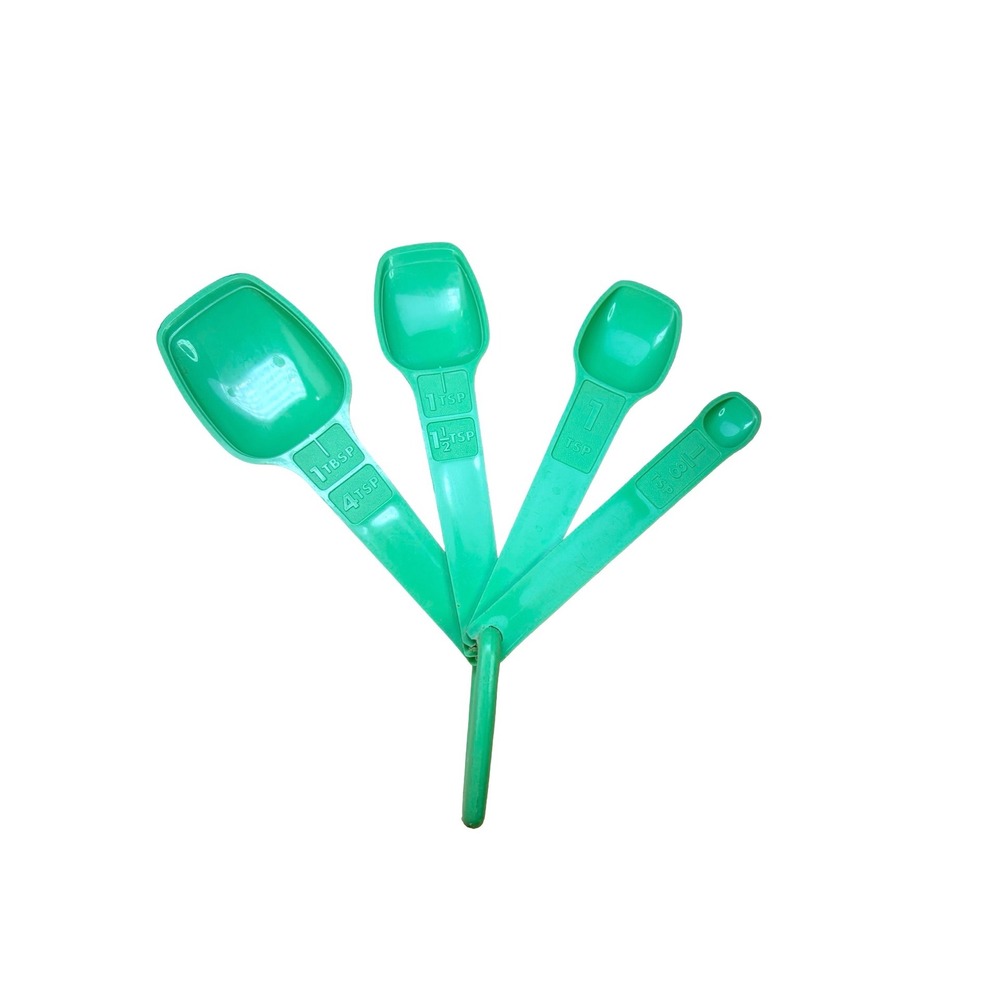 Tupperware Measuring Spoons Lime Green Set of 4 Vintage Kitchen Baking Tools